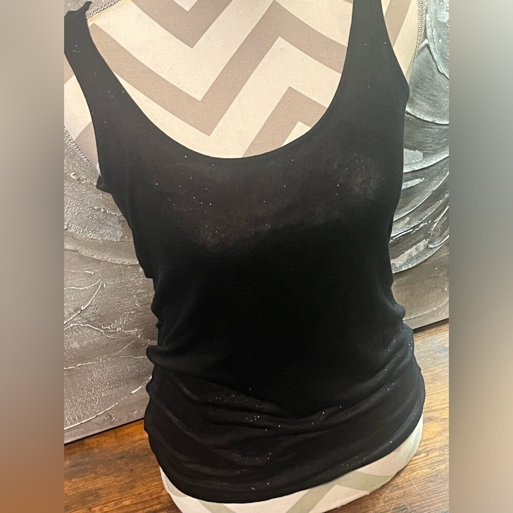 Sparkly Lightweight Black Tank Top -Party Holiday Fun Gift New Years-Size M -NWT
